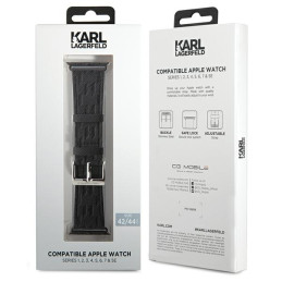„Karl Lagerfeld Saffiano Monogram“ dirželis, skirtas „Apple Watch 42/ 44/ 45/ 49 mm“ – juodas