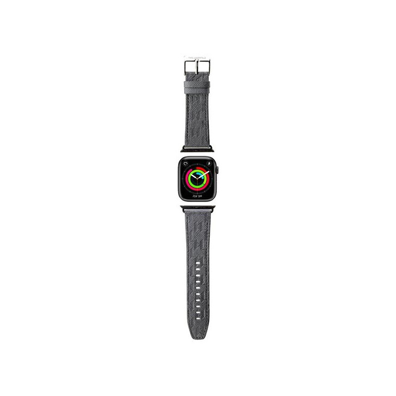 „Karl Lagerfeld Saffiano Monogram Apple Watch“ dirželis, 38/ 40/ 41 mm – sidabrinis