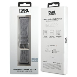 „Karl Lagerfeld Saffiano Monogram Apple Watch“ dirželis, 38/ 40/ 41 mm – sidabrinis