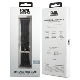 „Karl Lagerfeld Saffiano Monogram“ dirželis, skirtas „Apple Watch 38/ 40/ 41 mm“ – juodas