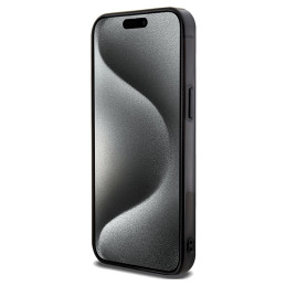 „Mercedes“ dvigubo sluoksnio „MagSafe iPhone 15 Pro“ dėklas su kryžminėmis linijomis – juodas