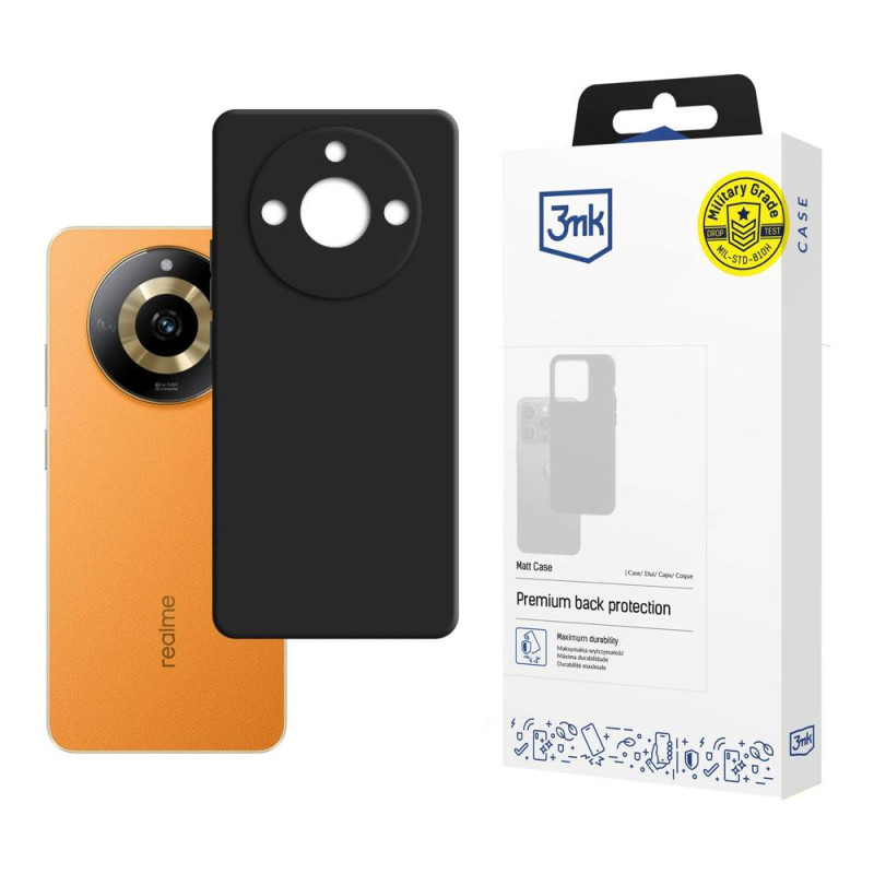 3mk matinis dėklas, skirtas „Realme 11 5G“ – juodas