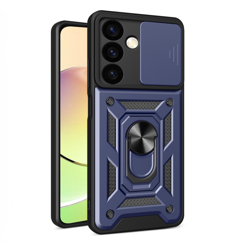 „Hybrid Armor Camshield“ dėklas, skirtas „Xiaomi POCO C65“ / „Redmi 13C“ su šarvuota kamera – mėlynas