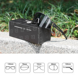 „Rockbros 10175“ fotochrominiai dviratininko akiniai su UV400 apsauga – juodi