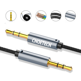 „Choetech AUX002“ laidas, mini lizdas 3,5 mm (kištukas) / mini lizdas 3,5 mm (kištukas), 1,2 m - juodas