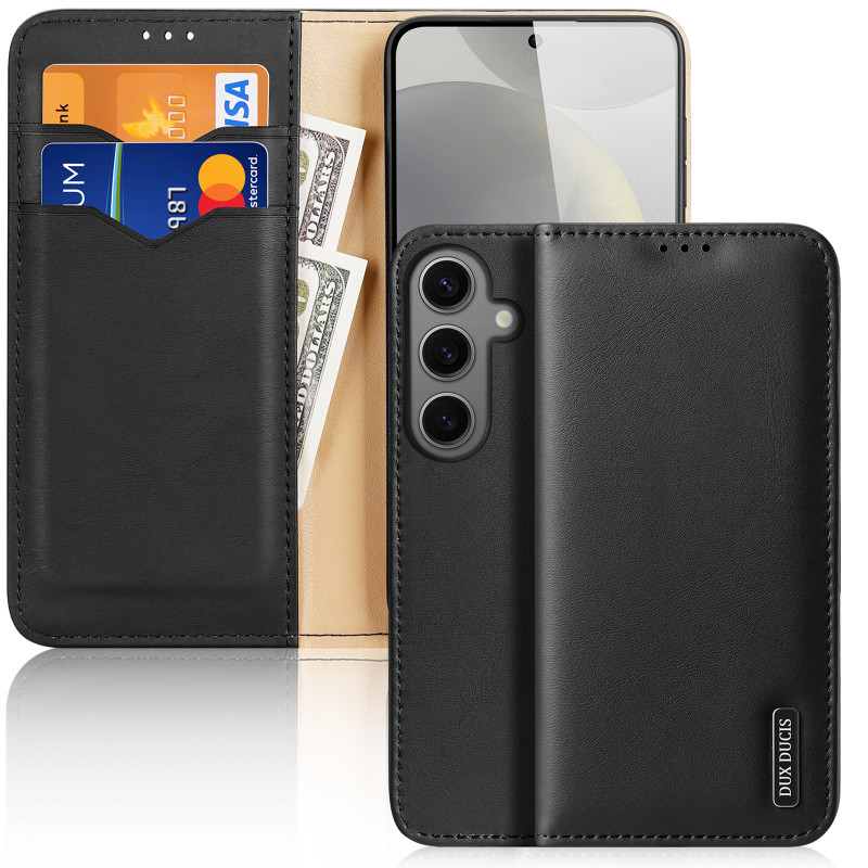 „Dux Ducis Hivo“ atverčiamas dėklas su RFID blokavimu, skirtas „Samsung Galaxy S24“ – juodas