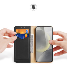 „Dux Ducis Hivo“ atverčiamas dėklas su RFID blokavimu, skirtas „Samsung Galaxy S24“ – juodas
