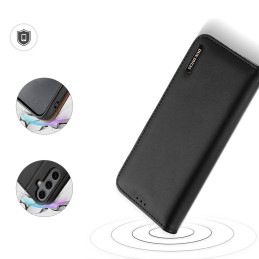 „Dux Ducis Hivo“ atverčiamas dėklas su RFID blokavimu, skirtas „Samsung Galaxy S24“ – juodas