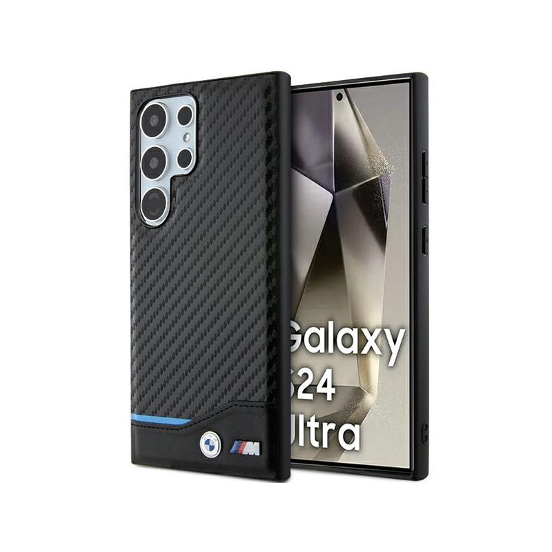 BMW odinis anglies pluošto dėklas, skirtas „Samsung Galaxy S24 Ultra“ – juodas