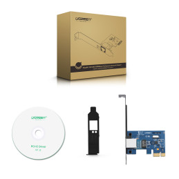 „Ugreen US230“ gigabito 10/ 100/ 1000 Mbps PCI-E tinklo plokštė – juoda