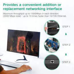 „Ugreen US230“ gigabito 10/ 100/ 1000 Mbps PCI-E tinklo plokštė – juoda