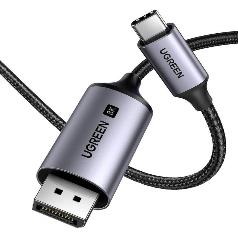 Ugreen CM556 USB-C į DisplayPort 8K kabelis, 2 m ilgio, pilkas