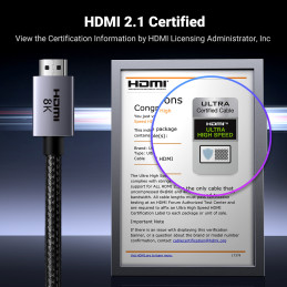 Ugreen HD171 25911 kabelis su HDMI 2.1 8K jungtimis, sertifikuotas, 3 m – pilkas