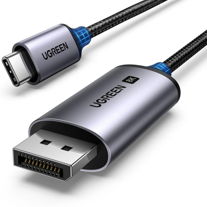Ugreen CM556 USB-C į DisplayPort 8K kabelis 1 m ilgio - pilkas