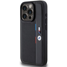BMW perforuotas trijų spalvų iPhone 15 Pro Max dėklas – juodas