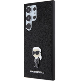 Karl Lagerfeld dėklas su fiksuotu blizgučiais ir Ikonik logotipu, skirtas Samsung Galaxy S24 Ultra - juodas