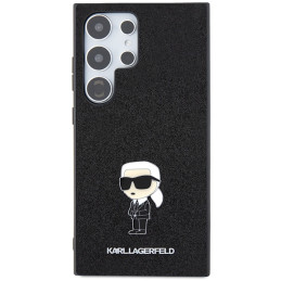 Karl Lagerfeld dėklas su fiksuotu blizgučiais ir Ikonik logotipu, skirtas Samsung Galaxy S24 Ultra - juodas