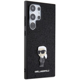 Karl Lagerfeld dėklas su fiksuotu blizgučiais ir Ikonik logotipu, skirtas Samsung Galaxy S24 Ultra - juodas