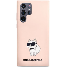 Karl Lagerfeld silikoninis „Choupette“ dėklas, skirtas „Samsung Galaxy S24 Ultra“ – rožinis