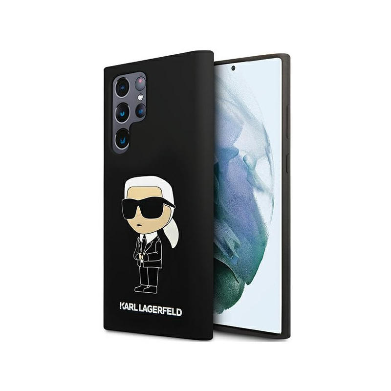 Karl Lagerfeld silikoninis „Ikonik“ dėklas, skirtas „Samsung Galaxy S24 Ultra“, juodas