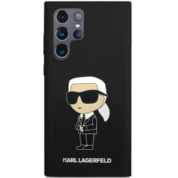 Karl Lagerfeld silikoninis „Ikonik“ dėklas, skirtas „Samsung Galaxy S24 Ultra“, juodas