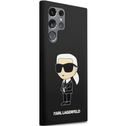 Karl Lagerfeld silikoninis „Ikonik“ dėklas, skirtas „Samsung Galaxy S24 Ultra“, juodas