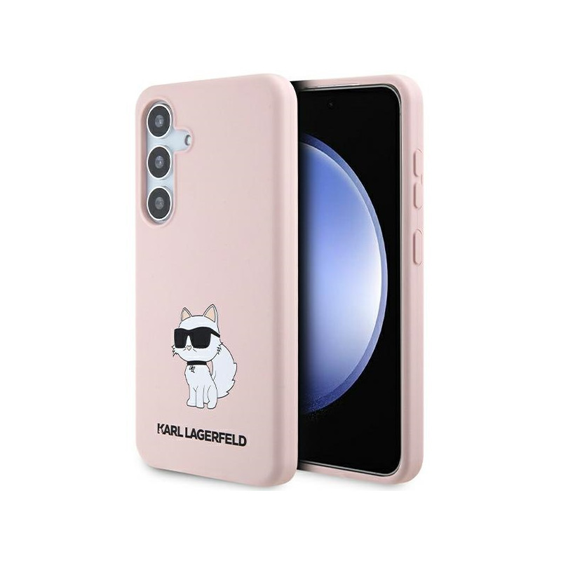 Karl Lagerfeld silikoninis „Choupette“ dėklas, skirtas „Samsung Galaxy S24+“ – rožinis