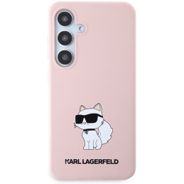 Karl Lagerfeld silikoninis „Choupette“ dėklas, skirtas „Samsung Galaxy S24+“ – rožinis