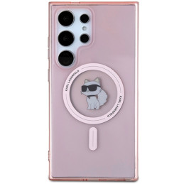 Karl Lagerfeld IML Choupette MagSafe dėklas, skirtas Samsung Galaxy S24 Ultra – rožinis