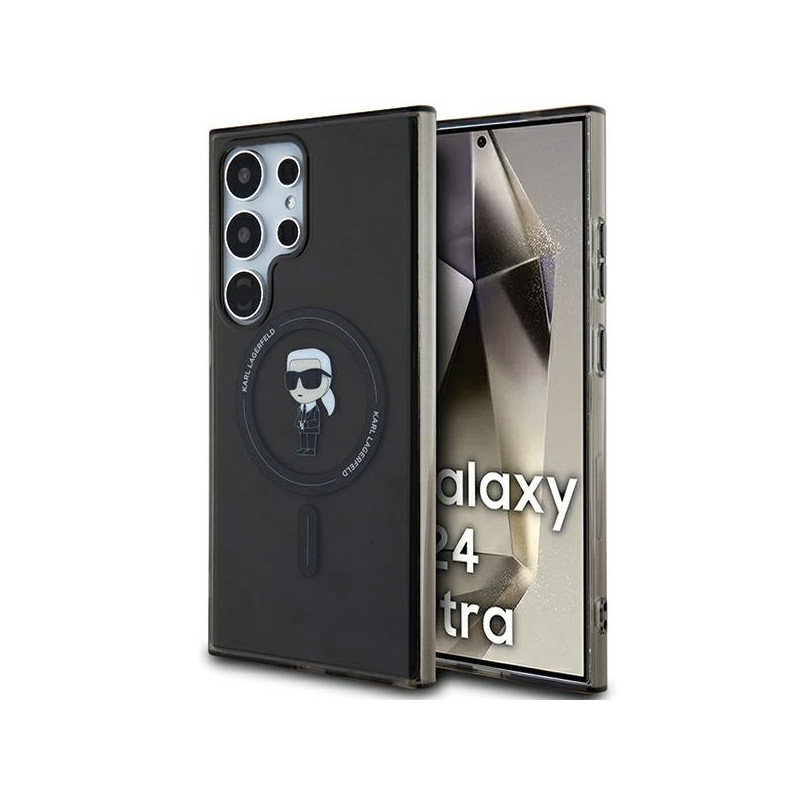 Karl Lagerfeld IML Ikonik MagSafe dėklas, skirtas Samsung Galaxy S24 Ultra - juodas