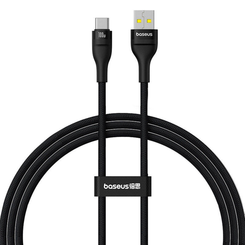 „Baseus Flash 2“ USB-A / USB-C laidas 100 W 1 m – juodas