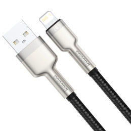 „Baseus Cafule“ serijos metalinis duomenų USB-A / „Lightning“ 2.4A laidas 1 m - juodas
