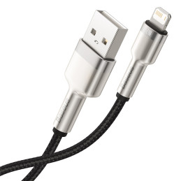„Baseus Cafule“ serijos metalinis duomenų USB-A / „Lightning“ 2.4A laidas 1 m - juodas