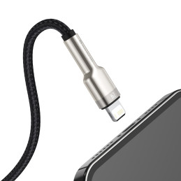 „Baseus Cafule“ serijos metalinis duomenų USB-A / „Lightning“ 2.4A laidas 1 m - juodas