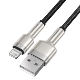 „Baseus Cafule“ serijos metalinis duomenų USB-A / „Lightning“ 2.4A laidas 1 m - juodas