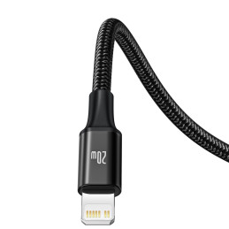 „Baseus Rapid Series 3in1 USB-C“ – USB-C / „Lightning“ / „micro USB“ laidas 20 W PD 1,5 m – juodas