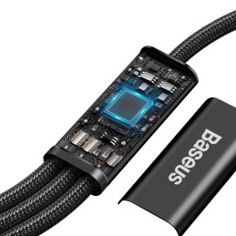 „Baseus Rapid Series 3in1 USB-C“ – USB-C / „Lightning“ / „micro USB“ laidas 20 W PD 1,5 m – juodas