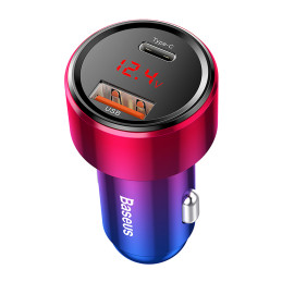 „Baseus Magic Series PPS USB-C / USB-A“ 45 W PD QC 5A automobilinis įkroviklis – rožinės ir mėlynos spalvos