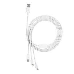 „Baseus Superior Series USB-A“ – USB-C / „Lightning“ / „micro USB 3.5A“ laidas, 0,5 m – baltas