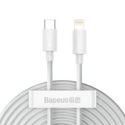 „Baseus Simple Wisdom Lightning“ / USB-C laidas 20W 1,5 m 2 vnt. - baltas