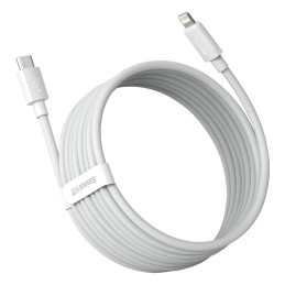„Baseus Simple Wisdom Lightning“ / USB-C laidas 20W 1,5 m 2 vnt. - baltas