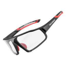 „Rockbros SP216BK“ dviratininko akiniai su fotochrominiais UV400 filtrais – juodi ir raudoni