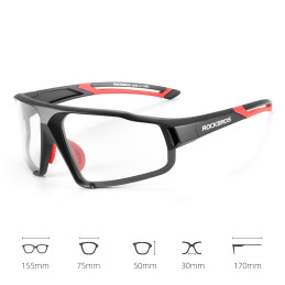 „Rockbros SP216BK“ dviratininko akiniai su fotochrominiais UV400 filtrais – juodi ir raudoni