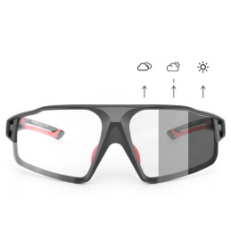 „Rockbros SP216BK“ dviratininko akiniai su fotochrominiais UV400 filtrais – juodi ir raudoni
