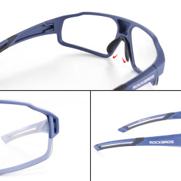 „Rockbros SP216BL“ dviratininko akiniai su fotochrominiais UV400 filtrais – mėlyni