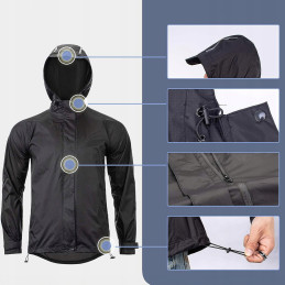 „Rockbros YPY013BKXL“ kvėpuojanti, vėjui nelaidi striukė nuo lietaus, XL dydžio – juoda