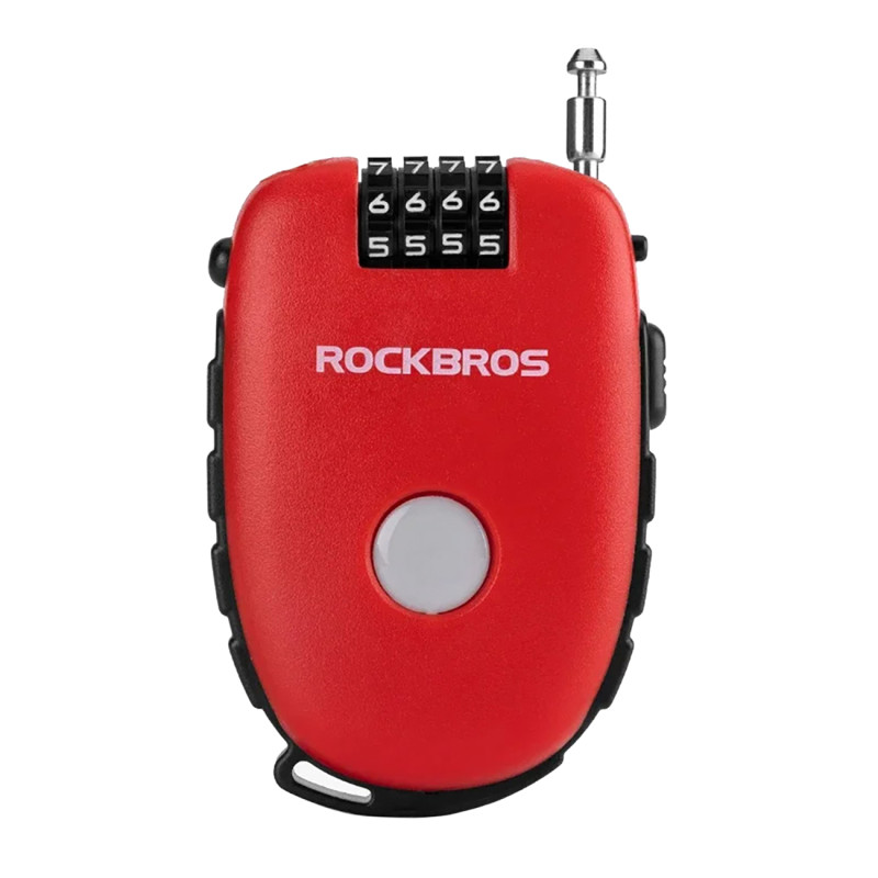„Rockbros 32420981001“ dviračio užraktas su ištraukiamu trosu – raudonas