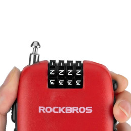 „Rockbros 32420981001“ dviračio užraktas su ištraukiamu trosu – raudonas