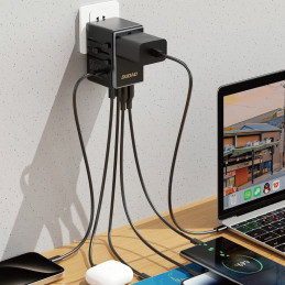 „Dudao A35Pro“ 35 W kelioninis adapteris ES / JK / Australija / JAV / JP 3x USB-C 2x USB-A – juodas