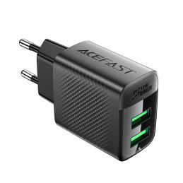 „Acefast A86“ tinklo įkroviklis, 2x USB-A, 12W, juodas
